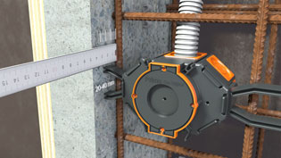 Visualization 3D animation Electrical installation - Detailed view of concrete section