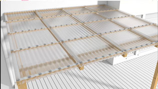 Visualization 3D animation of roofing systems - Tighten the corrugated sheets