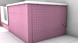 Visualization 3D animation of a bathtub - Mark the insulation