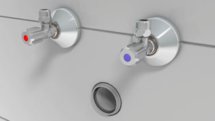 Visualization 3D animation tap extensions - Angle valves mounted