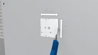 Visualization 3D animation power sockets - Cut the plasterboard according to the template