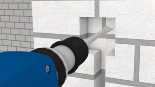 Visualization 3D animation power sockets - Pry open the masonry with a hammer drill