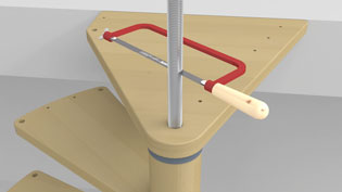 Visualization 3D animation stair assembly - Saw off the threaded rod
