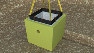 3D Visualization of a Pump Sump - Pump sump is lowered into the excavation using a crane