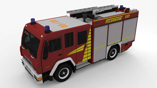 Visualization 3D animation telescopic extension - Telescopic rails built into the fire engine