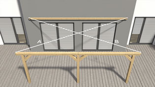 Visualization 3D animation terrace roofing - Alignment of the distances