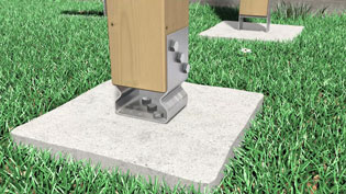 Visualization 3D animation terrace roofing - Post shoes and concrete foundation