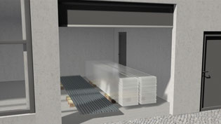 Visualization 3D animation of facade systems - Storage of aluminum profiles