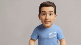 Visualization 3D explainer video with AI generated comic character - Portrait view
