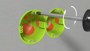 3D Visualization Building Installation - Cavity wall box being fastened