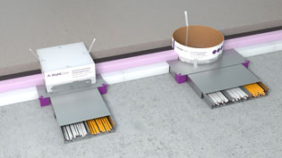 3D Visualization Building Installation - Cross-section of floor boxes installed in the floor