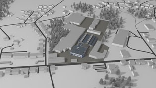 3D visualization place of business - Company building in the industrial park
