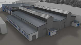 3D visualization place of business - production halls