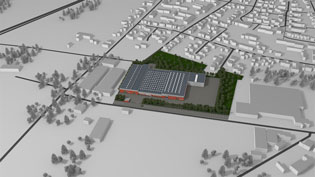 3D visualization of company premises - bird's eye view