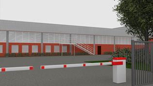 3D visualization of company premises - Barrier courtyard entrance