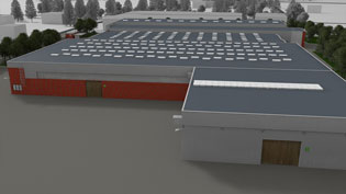 3D visualization of company premises - Production hall extension