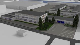3D visualization of production facility - administration building