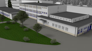 3D visualization of production facility - Park – inner courtyard