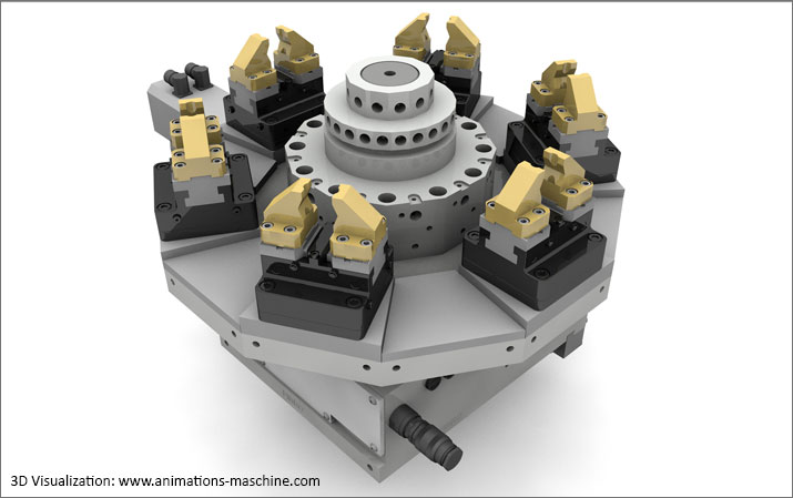 Visualization mechanical engineering clamping system vertical