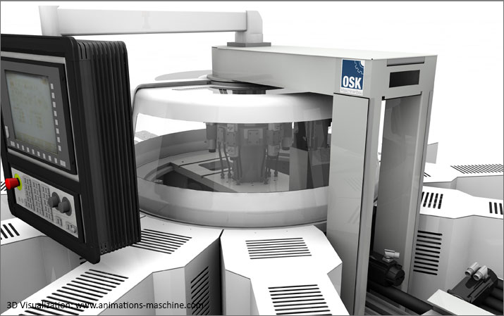 Visualization mechanical engineering rotary transfer machine detailed view