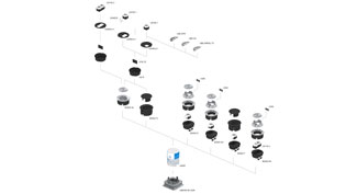 3D visualization exploded view - floor sockets