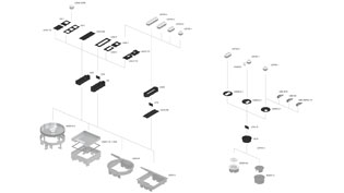 3D visualization exploded view - Device cups and inserts