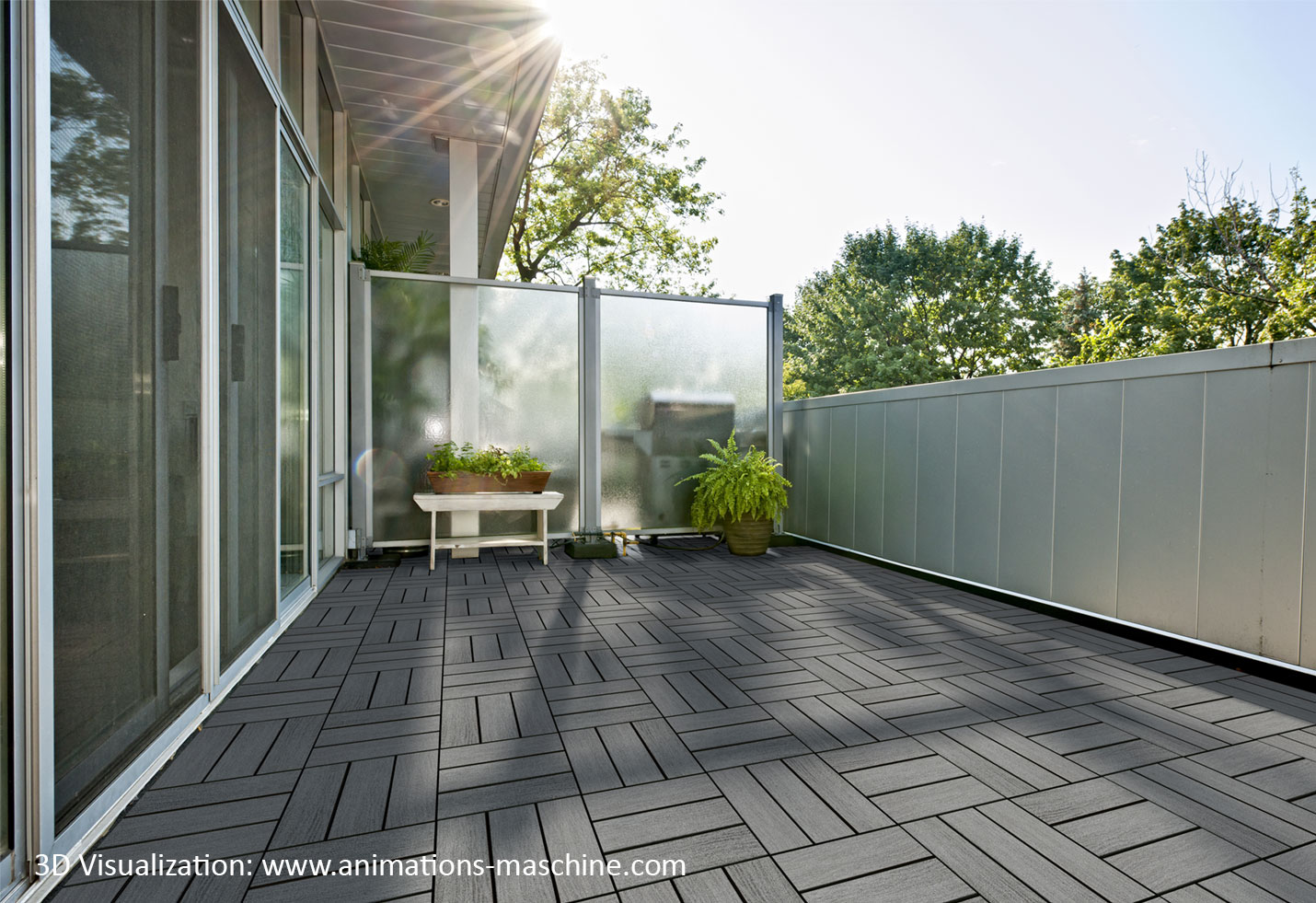 Visualization terrace tiles gray